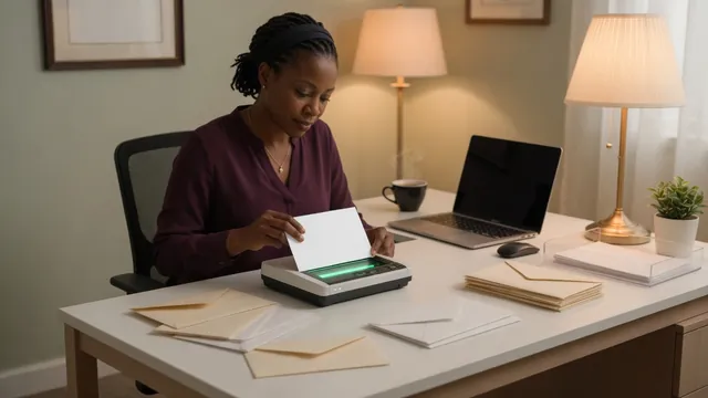 Registered agent scanning business mail at a desk